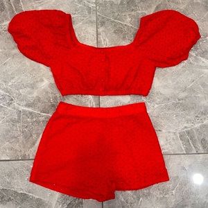 Two piece matching red set size (small)